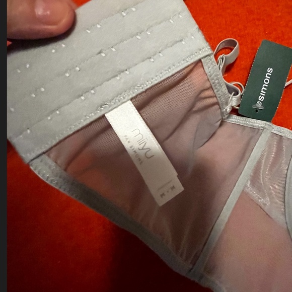 Light gray silvery satin and mesh balconette bra bralette corset NWT - Picture 7 of 9